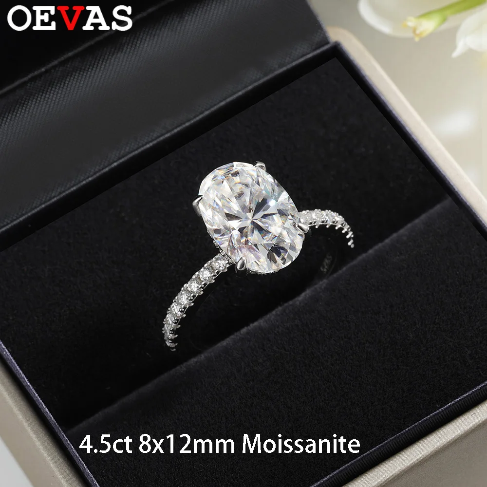 OEVAS 100% 925 Sterling Silver 8*12mm (4.5CT) Oval Sparkling Moissanite Wedding Rings For Women Party Fine Jewelry Wholesale
OEVAS 100% 925 Sterling Silver 8*12mm (4.5CT) Oval Sparkling Moissanite Wedding Rings For Women Party Fine Jewelry Wholesale