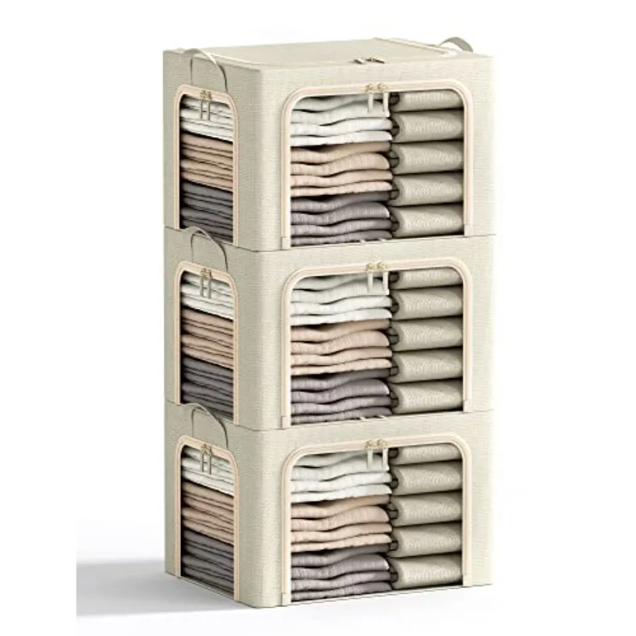 3 Openings Clothes Storage Bins with Metal Frame, Foldable Storage Bin for Clothes, Clothing Storage Bins with Lid, Linen Stora
3 Openings Clothes Storage Bins with Metal Frame, Foldable Storage Bin for Clothes, Clothing Storage Bins with Lid, Linen Stora