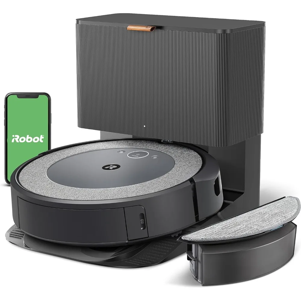 Самоопорожняющийся робот-пылесос и швабра Roomba Combo i5+, очищающий в комнате с Smart Mappin
Самоопорожняющийся робот-пылесос и швабра Roomba Combo i5+, очищающий в комнате с Smart Mappin