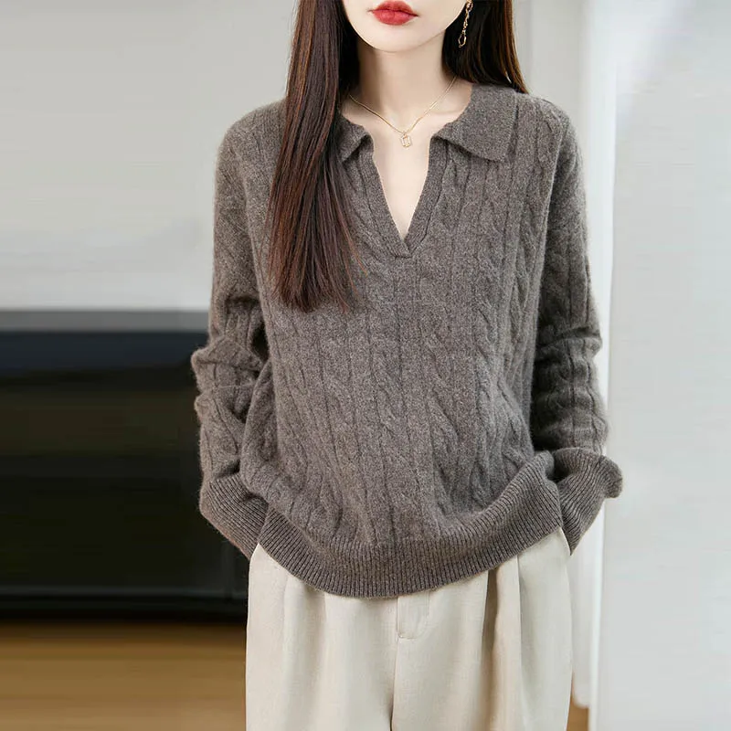 Sweater Tops for Woman Wool Winter Knit Pullover Loose Casual Half Open Collar Warm Knitwear Sweatshirts Knitted Soft Thickening 
Sweater Tops for Woman Wool Winter Knit Pullover Loose Casual Half Open Collar Warm Knitwear Sweatshirts Knitted Soft Thickening