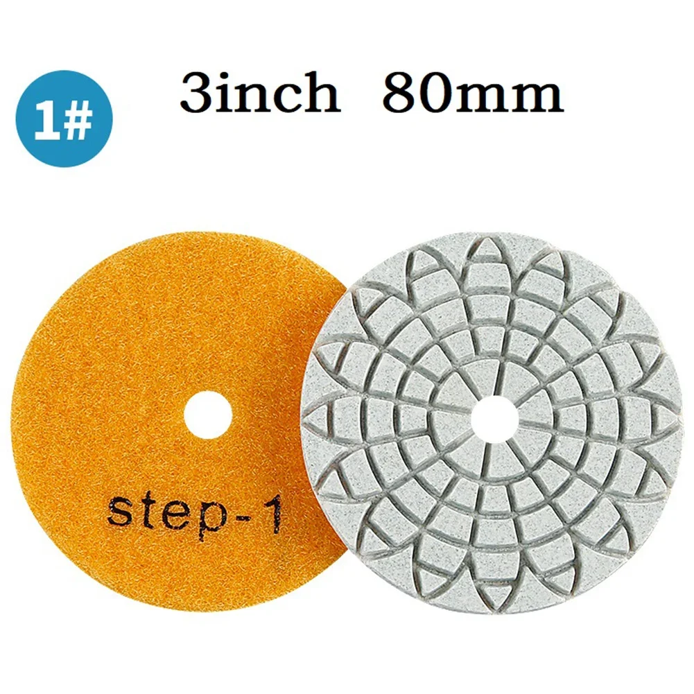 1PC 3 Inch 80mm Dry/wet Diamond 3 Step Polishing Pads High Quality Resin Powder For Granite Concrete Stone Marble Polishing Tool 
1PC 3 Inch 80mm Dry/wet Diamond 3 Step Polishing Pads High Quality Resin Powder For Granite Concrete Stone Marble Polishing Tool