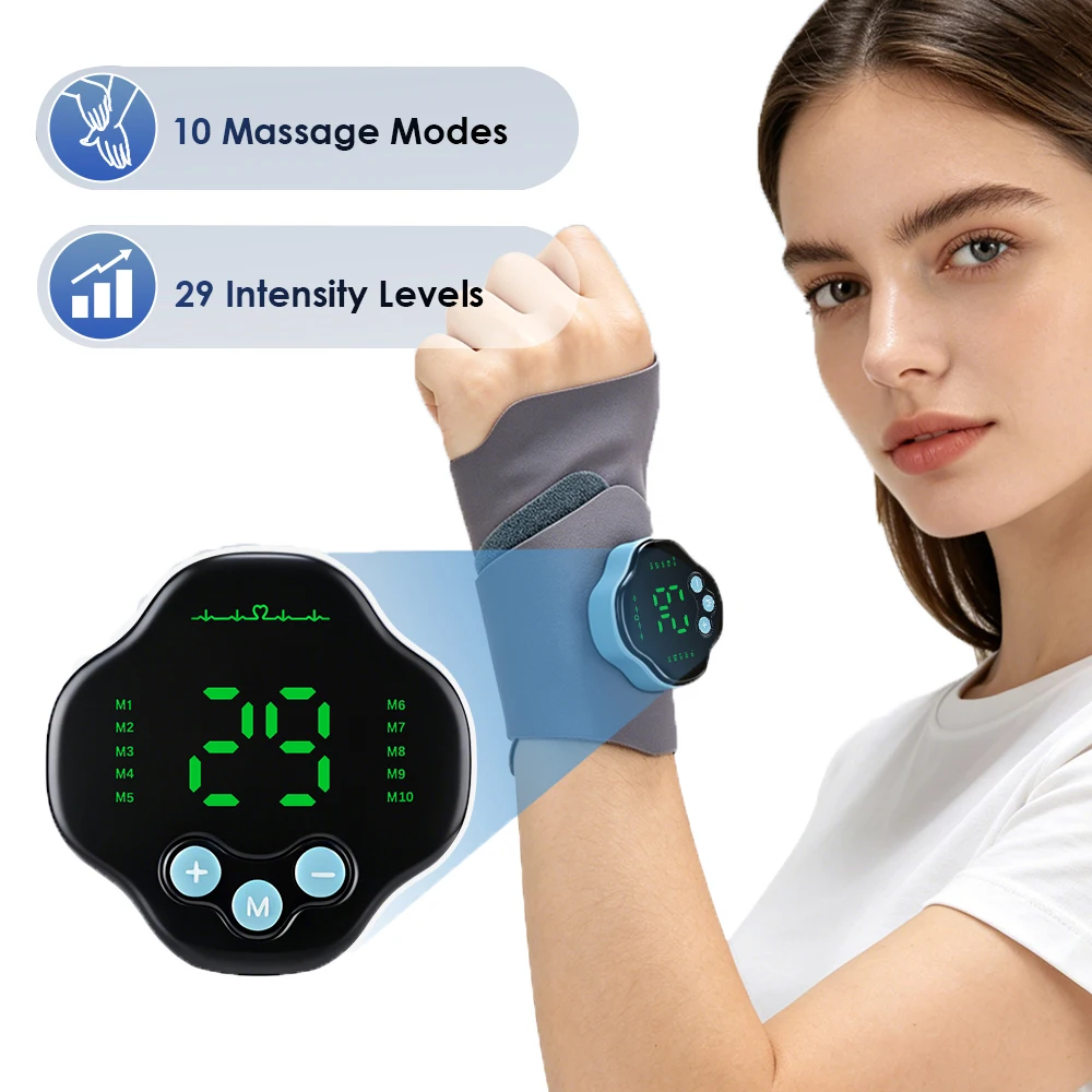EMS Wrist Massager 10 Modes 29 Intensties Levels Wrist Wrap Brace Support Belt Pad EMS Deep Relaxation for for both Hands Joint
EMS Wrist Massager 10 Modes 29 Intensties Levels Wrist Wrap Brace Support Belt Pad EMS Deep Relaxation for for both Hands Joint