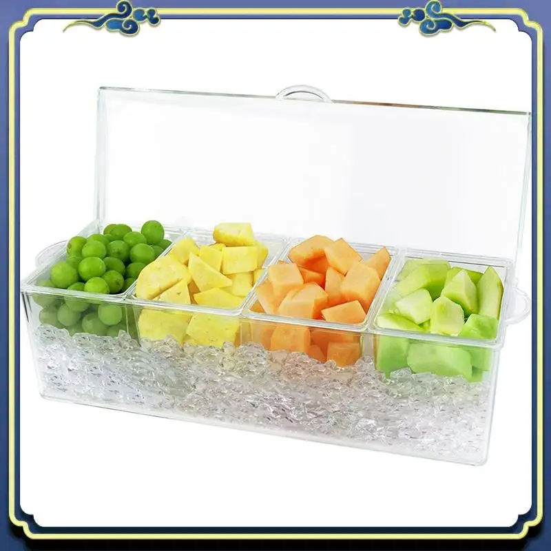 Serving Tray Platter With Ice Chilled Condiment Server, 4 Individual Containers With Lids
Serving Tray Platter With Ice Chilled Condiment Server, 4 Individual Containers With Lids