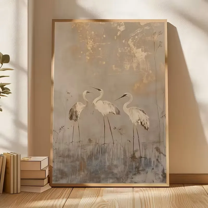 Japanese Crane Wall Art Beige and Gold Simple Canvas Poster for Living Room, Bedroom and Natural Style Home Decoration
Japanese Crane Wall Art Beige and Gold Simple Canvas Poster for Living Room, Bedroom and Natural Style Home Decoration