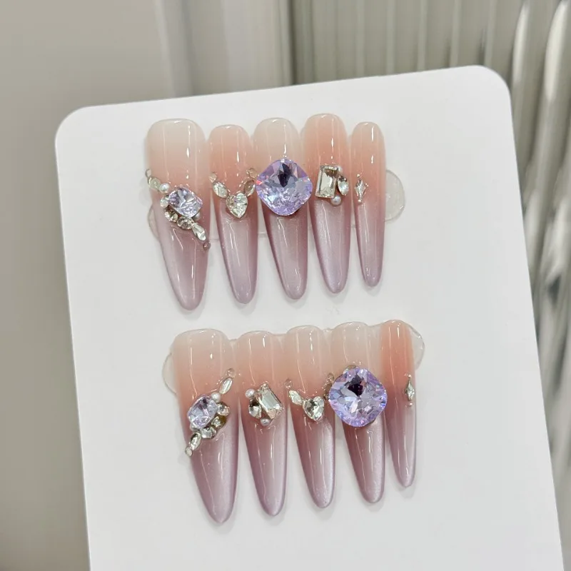 10pcs Handmade Fashion False Nails with Design Self-adhesive Gradient Purple Cat Eye Fake Nails Rhinestones Press on Nails 2025
10pcs Handmade Fashion False Nails with Design Self-adhesive Gradient Purple Cat Eye Fake Nails Rhinestones Press on Nails 2025