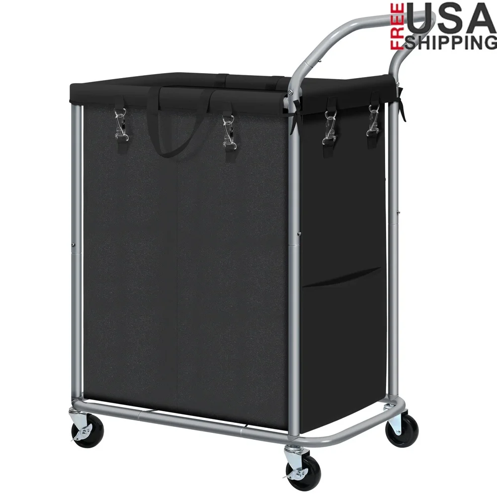 140L Rolling Laundry Hamper with Wheels 2-Section Design Removable Liner Sturdy Steel Frame Easy Assembly Home Storage
140L Rolling Laundry Hamper with Wheels 2-Section Design Removable Liner Sturdy Steel Frame Easy Assembly Home Storage