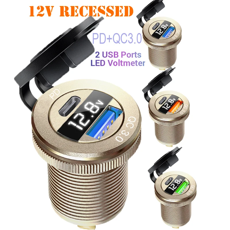 Автомобильная USB-розетка 12 В Вольтметр USB-розетка в автомобиле Quick Charge PD 3.0 Розетка со светодиодным вольтметром для лодки 12 В 24 В
Автомобильная USB-розетка 12 В Вольтметр USB-розетка в автомобиле Quick Charge PD 3.0 Розетка со светодиодным вольтметром для лодки 12 В 24 В
