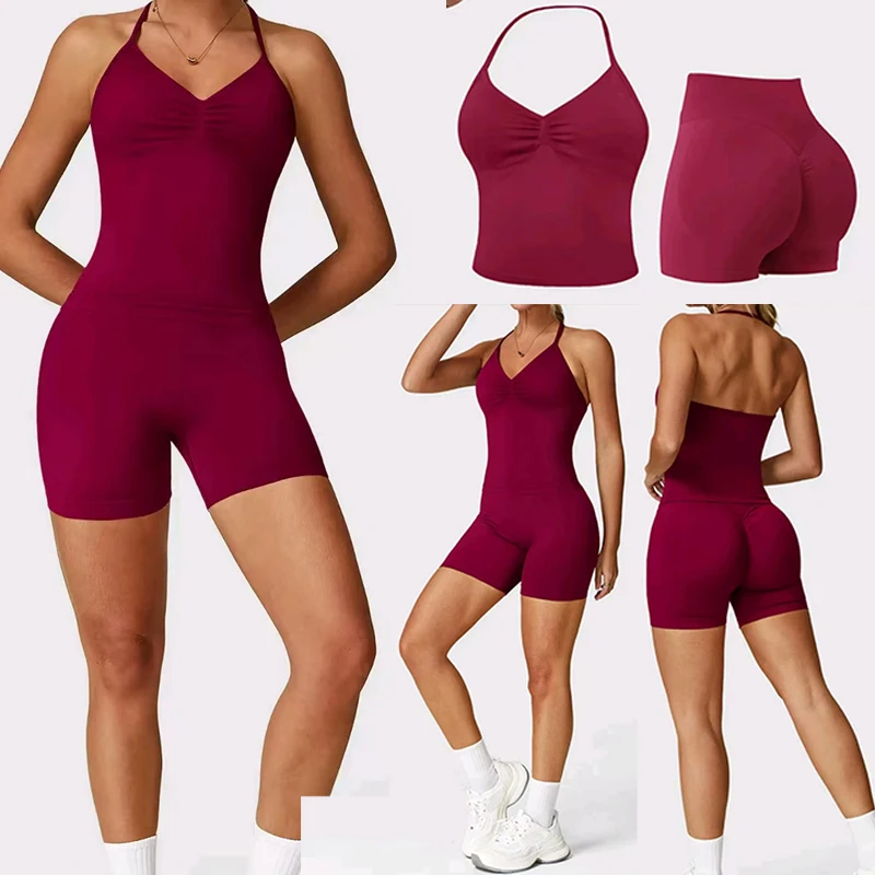 1DF-Y Women Spaghetti Strap V Neck Yoga Set 2 Piece Outfit High Waist Scrunch Booty Shorts Gym Workout Fitness Sports Tracksuit
1DF-Y Women Spaghetti Strap V Neck Yoga Set 2 Piece Outfit High Waist Scrunch Booty Shorts Gym Workout Fitness Sports Tracksuit