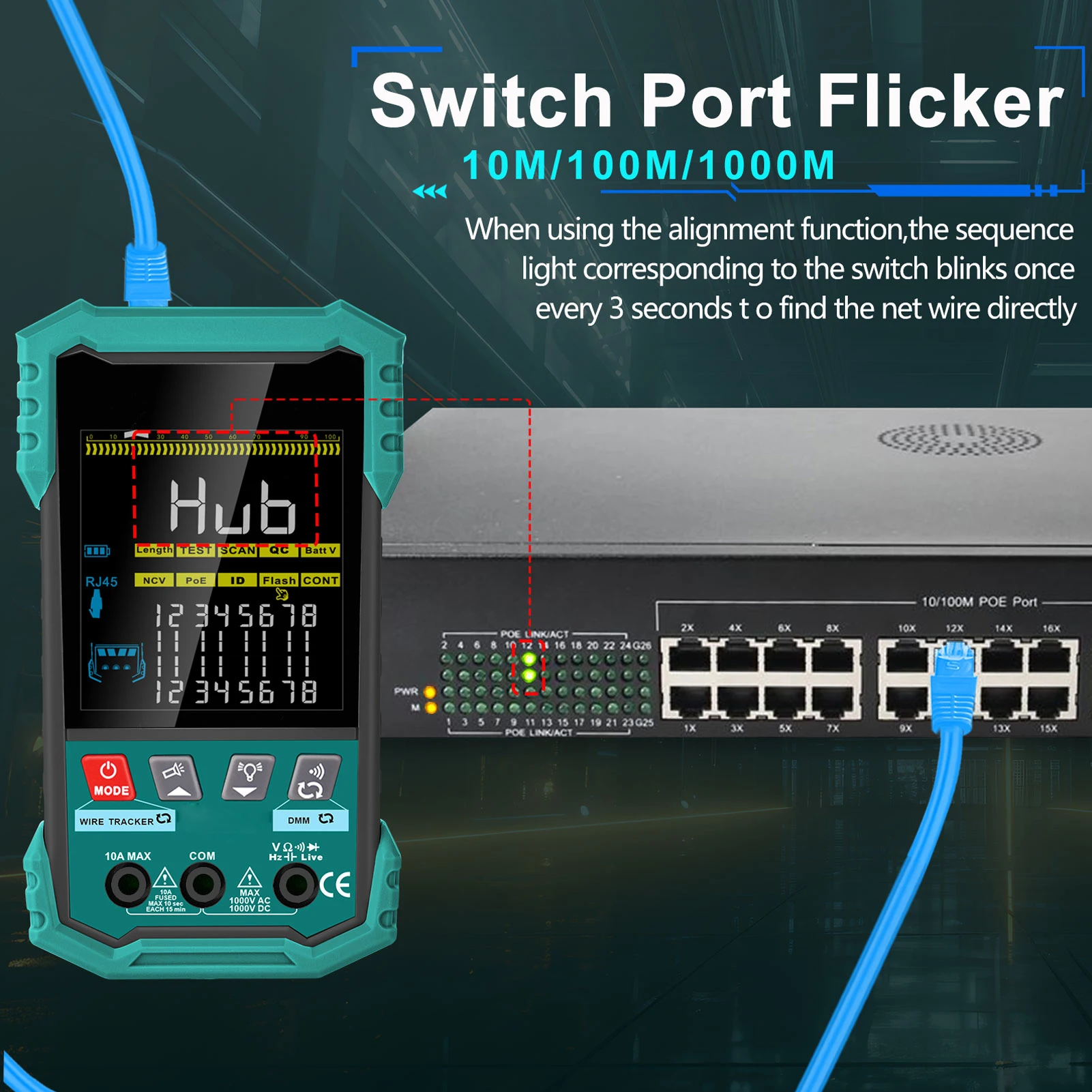 Network Cable Tester with Multimeter PoE NCV 400m Length Measurement Port Flashing Ethernet Wire Test Tool Ethernet Cable Tester
Network Cable Tester with Multimeter PoE NCV 400m Length Measurement Port Flashing Ethernet Wire Test Tool Ethernet Cable Tester