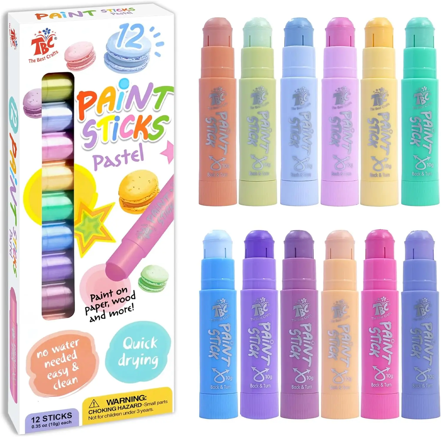 12 Pastel Paint Sticks, Washable, Non-toxic, Quick-drying for Kids
12 Pastel Paint Sticks, Washable, Non-toxic, Quick-drying for Kids