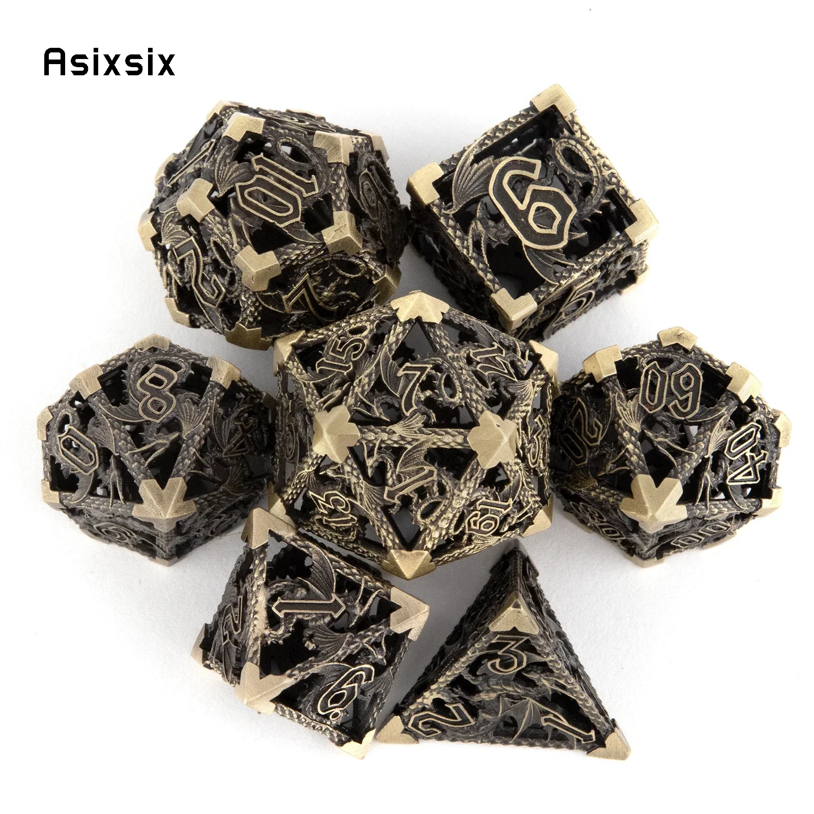 7 Pcs Yellow Flying Dragon Metal Dice Hollow Metal Polyhedral Dice Set Suitable for Role-Playing RPG Board Game Gift
7 Pcs Yellow Flying Dragon Metal Dice Hollow Metal Polyhedral Dice Set Suitable for Role-Playing RPG Board Game Gift