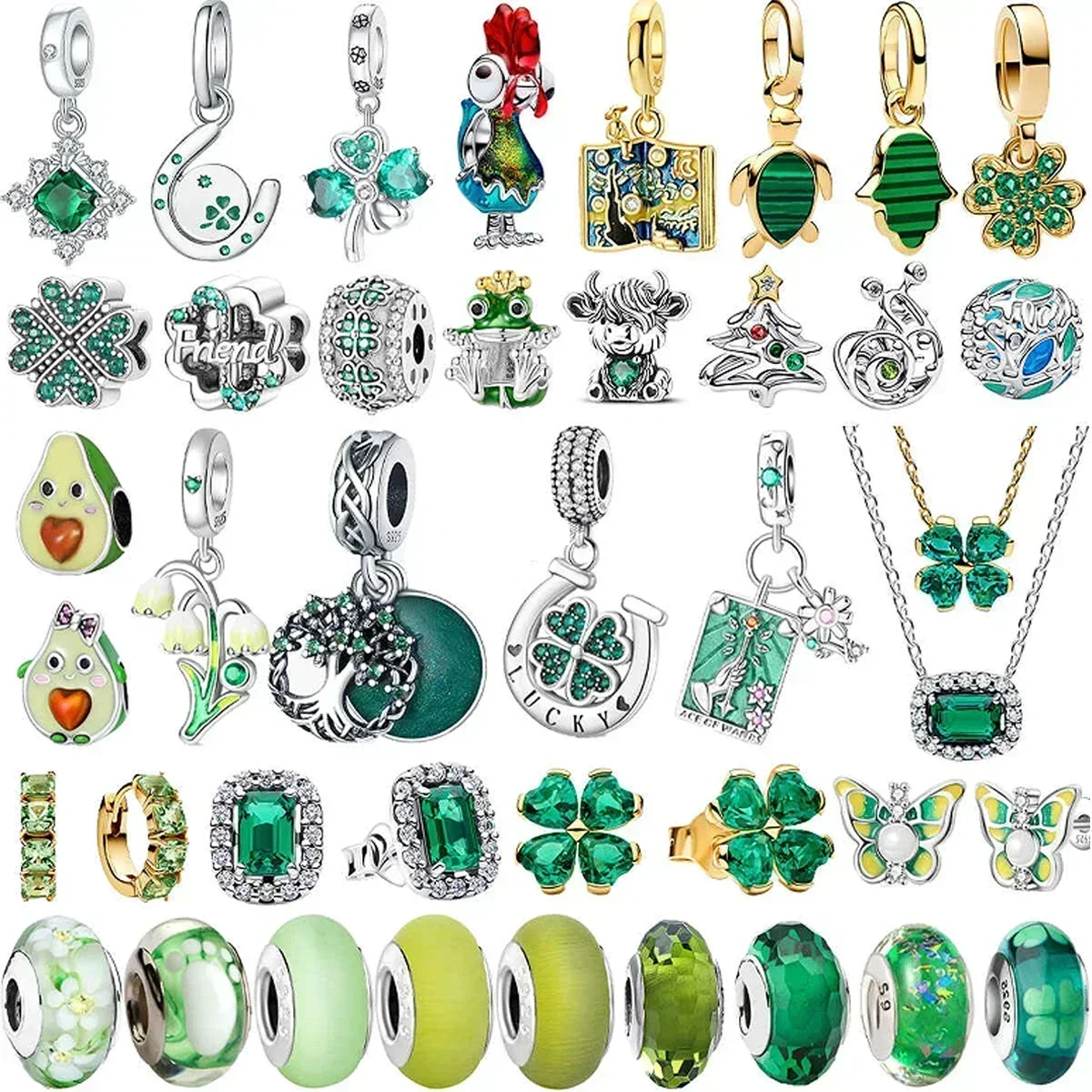 Original 925 Sterling Silver Charms Flower Green Murano Glass Beads Earring Pendant Bracelets Necklaces Womens DIY Jewelry Gift
Original 925 Sterling Silver Charms Flower Green Murano Glass Beads Earring Pendant Bracelets Necklaces Womens DIY Jewelry Gift