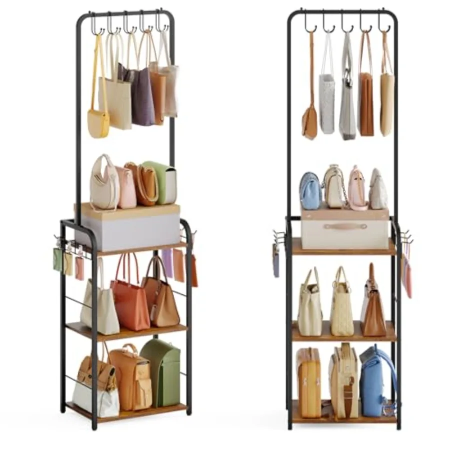 Floor-Standing Purse Organizer for Closet with 5 Hangers and 6 Side Hooks Tall Purse Rack Stand for Purse Storage High-Capacity
Floor-Standing Purse Organizer for Closet with 5 Hangers and 6 Side Hooks Tall Purse Rack Stand for Purse Storage High-Capacity
