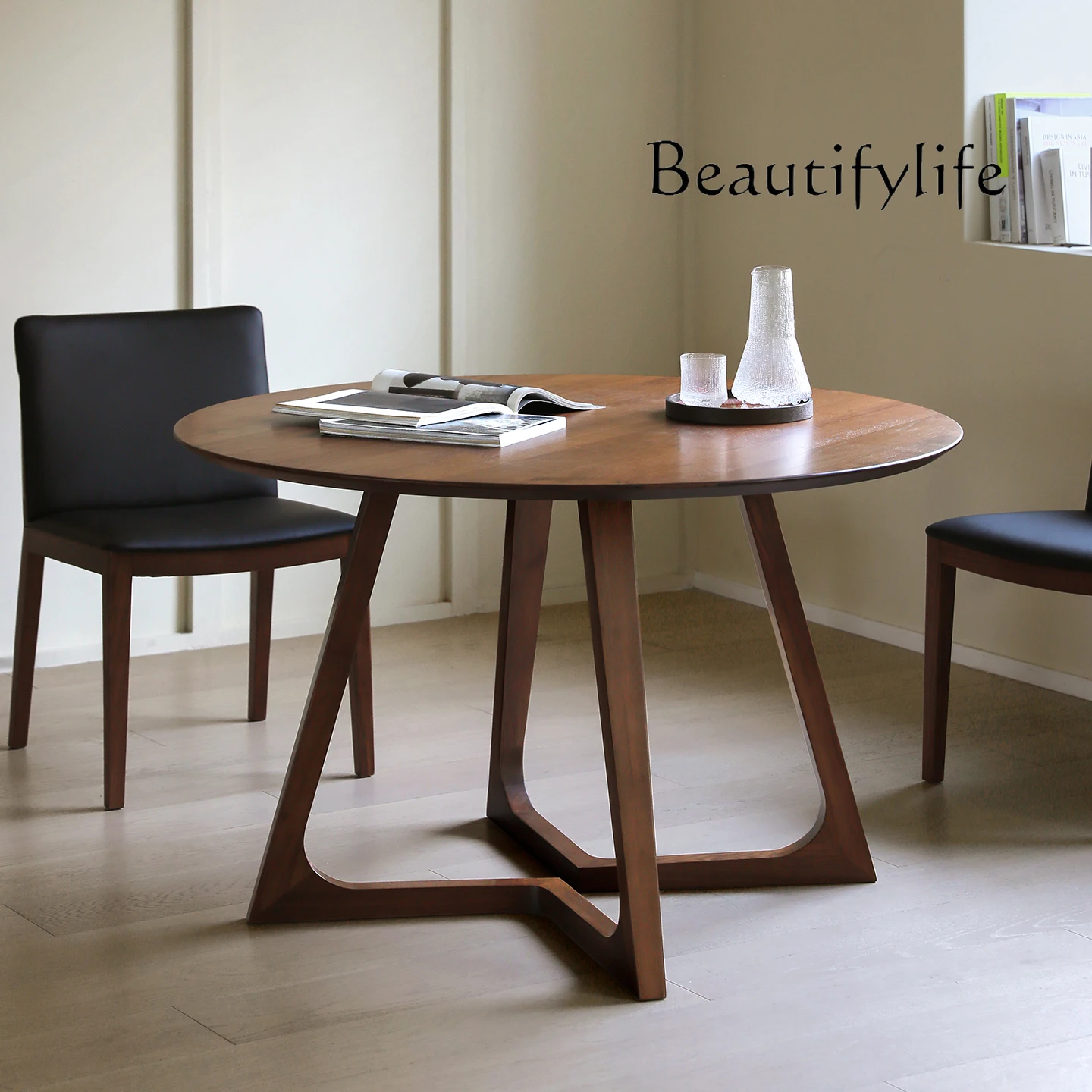 Nordic expression medieval retro minimalist household North American black walnut solid wood/round table dining table
Nordic expression medieval retro minimalist household North American black walnut solid wood/round table dining table
