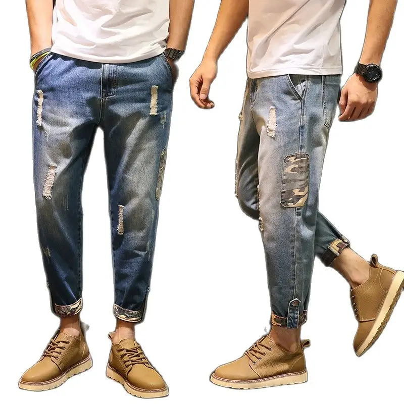Wholesale 2022 Fashion Men's Spring Brand Ripped Hole Denim Jeans Camouflage Side Loose Large Size 28-42 Korean Harem Pants
Wholesale 2022 Fashion Men's Spring Brand Ripped Hole Denim Jeans Camouflage Side Loose Large Size 28-42 Korean Harem Pants
