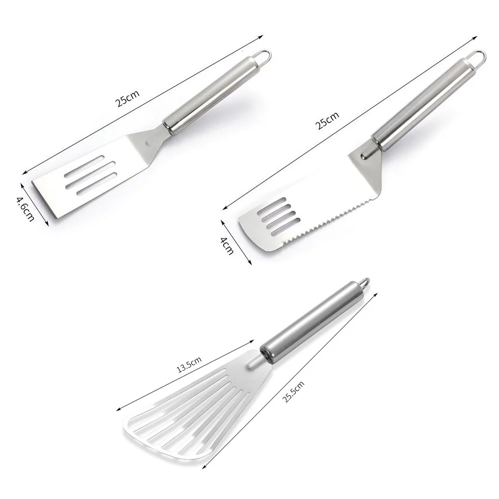 3 pcs Stainless Steel Spatulas For Fish Frying Baking Cooking Kitchen Supplies Anti-Rust Utensils 
3 pcs Stainless Steel Spatulas For Fish Frying Baking Cooking Kitchen Supplies Anti-Rust Utensils