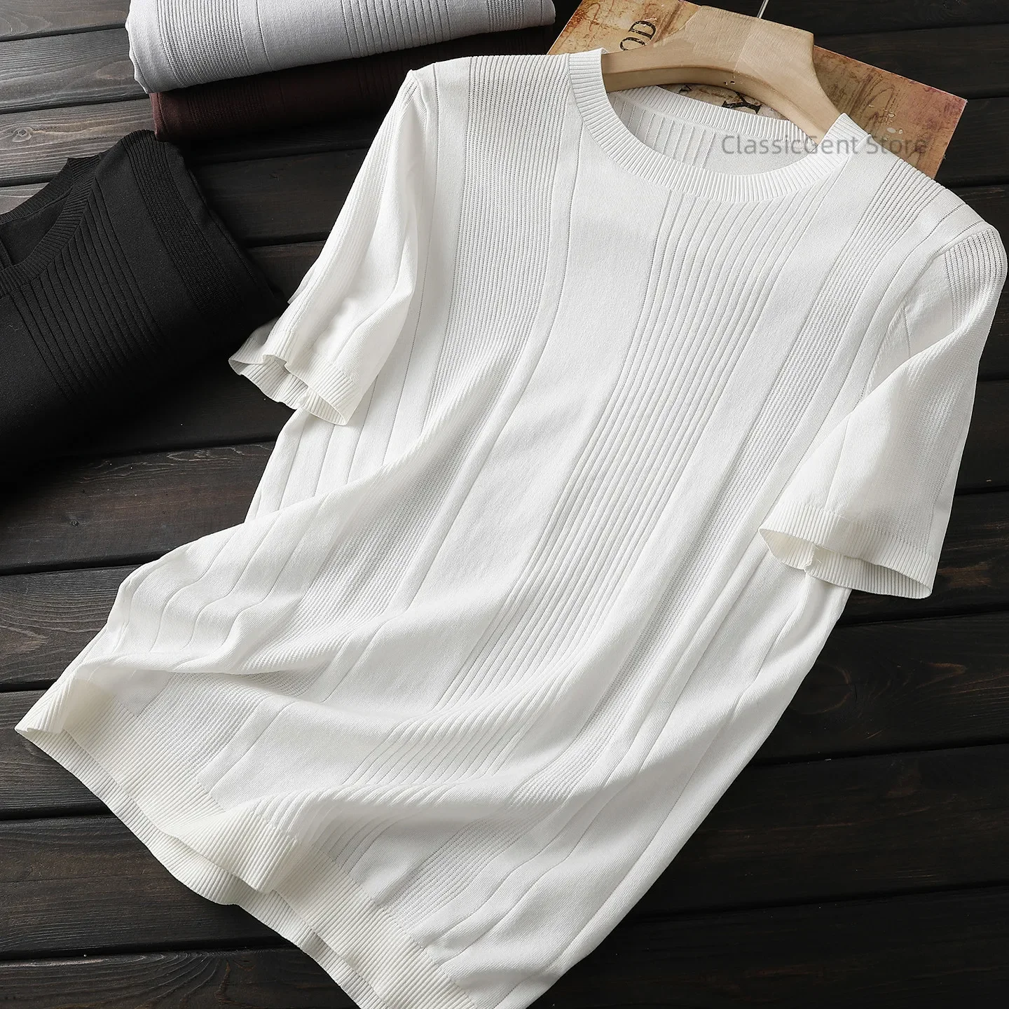 Spring and Summer Men's Crew Neck Bottom Knitted Short Sleeve T-Shirt
Spring and Summer Men's Crew Neck Bottom Knitted Short Sleeve T-Shirt