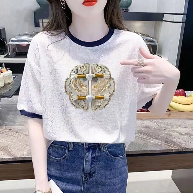 New Ice Silk Short-sleeved T-shirt Clothes Women's Summer New Arrival Looses Limming Shirts for Women White Black Tops
New Ice Silk Short-sleeved T-shirt Clothes Women's Summer New Arrival Looses Limming Shirts for Women White Black Tops