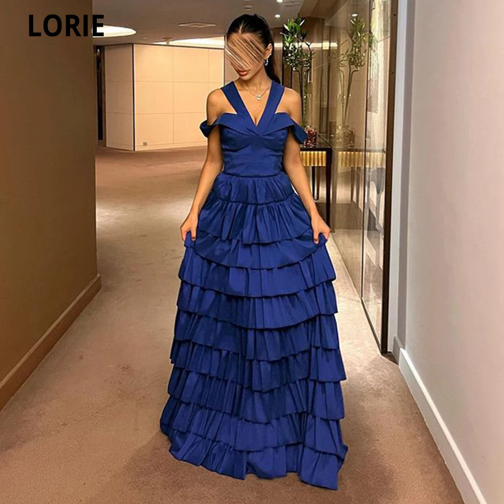 LORIE Royal Blue Arabia Prom Dresses Halter Off Shoulder A-Line Prom Gowns Tiered Satin Floor Length Dubai Formal Party Gowns
LORIE Royal Blue Arabia Prom Dresses Halter Off Shoulder A-Line Prom Gowns Tiered Satin Floor Length Dubai Formal Party Gowns