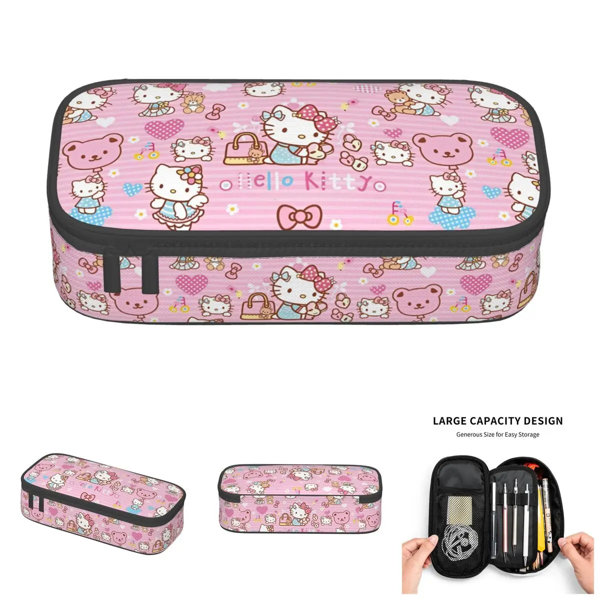 Cute Japan Cartoon Hello Kitty Teddy Bear Pencil Case for Girls Boys Anime Bow Heart Shapes Large Storage Pen Box Bag Stationery
Cute Japan Cartoon Hello Kitty Teddy Bear Pencil Case for Girls Boys Anime Bow Heart Shapes Large Storage Pen Box Bag Stationery