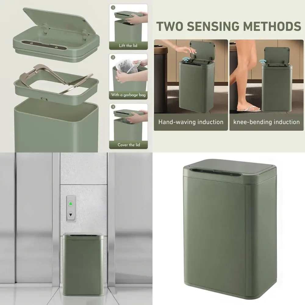 Motion-Activated Trash Can with Touch Sensor, 5.5 Gallons, Avocado Green for Office, Kitchen, Bathroom
Motion-Activated Trash Can with Touch Sensor, 5.5 Gallons, Avocado Green for Office, Kitchen, Bathroom
