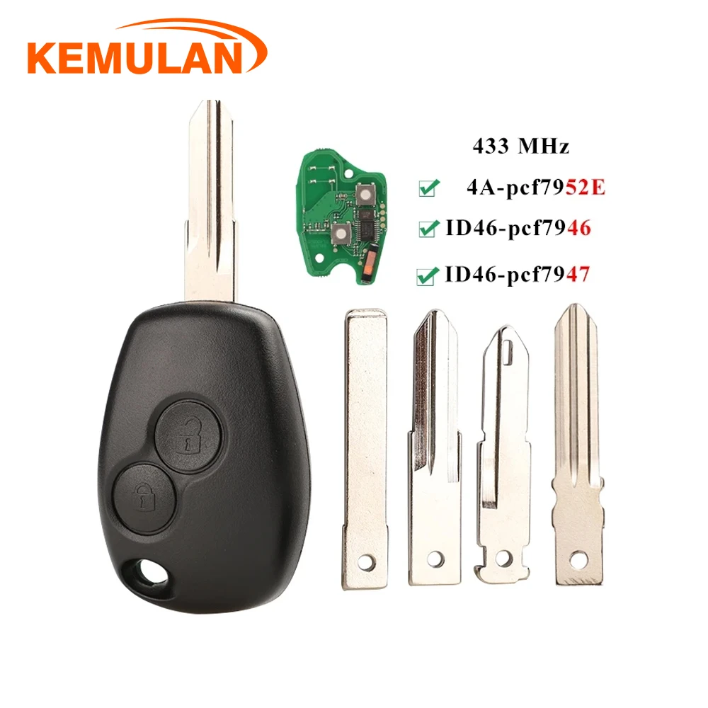 KEMULAN 2BTN Remote Key For Renault Duster Modus Clio 3 Twingo DACIA Logan Sandero Kangoo 433MHz PCF7946 PCF7947 pcf7952E Chip
KEMULAN 2BTN Remote Key For Renault Duster Modus Clio 3 Twingo DACIA Logan Sandero Kangoo 433MHz PCF7946 PCF7947 pcf7952E Chip