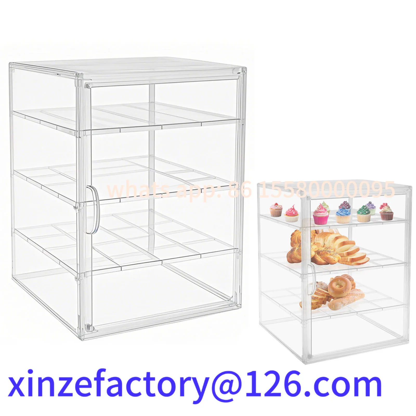 Customizable 4 Tier Transparent Acrylic Bread Display Case Adjustable Detachable Bakery Cabinet for Different Size
Customizable 4 Tier Transparent Acrylic Bread Display Case Adjustable Detachable Bakery Cabinet for Different Size