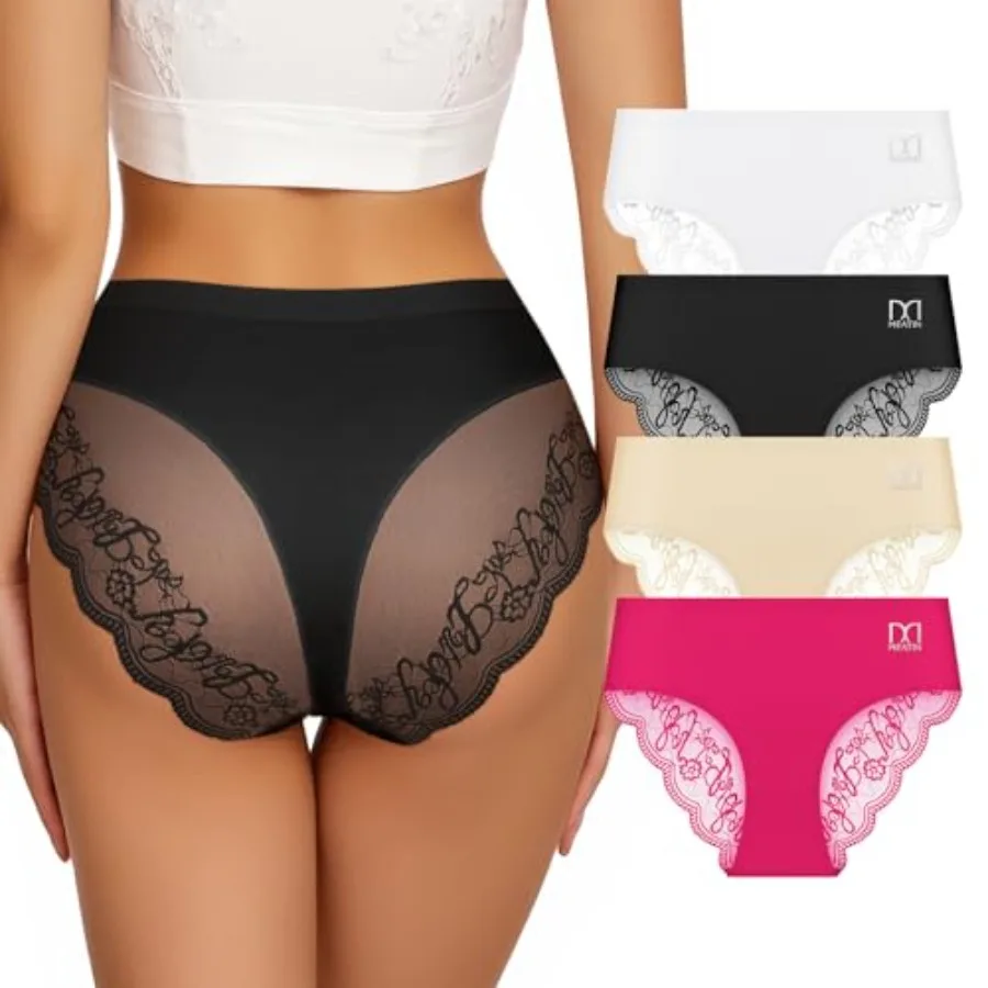 Cheeky Underwear for Women Lace Silky Seamless No Show Bikini Soft Breathe Panties Ladies Sexy Hipster 4Pack
Cheeky Underwear for Women Lace Silky Seamless No Show Bikini Soft Breathe Panties Ladies Sexy Hipster 4Pack