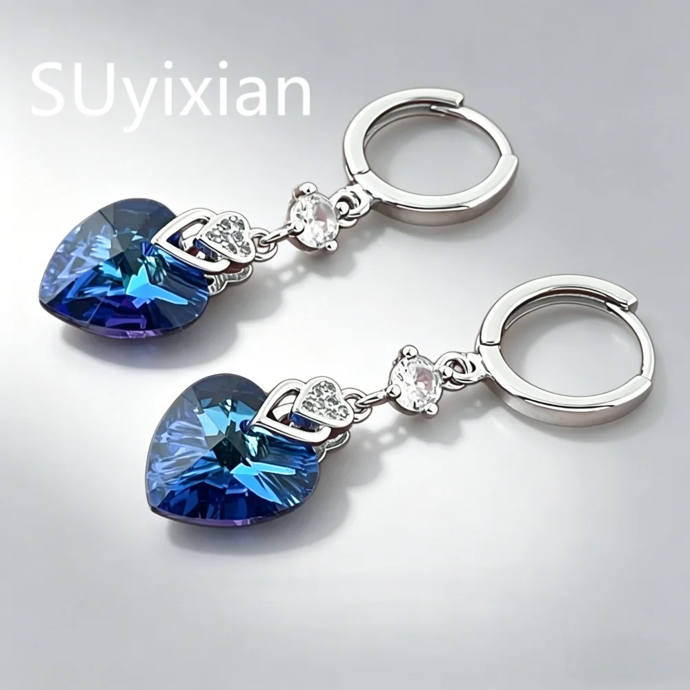 925 Sterling Silver Stylish Exquisite Blue Heart Crystal Zircon Earrings Birthday Party Anniversary Gift Ladies Jewelry
925 Sterling Silver Stylish Exquisite Blue Heart Crystal Zircon Earrings Birthday Party Anniversary Gift Ladies Jewelry