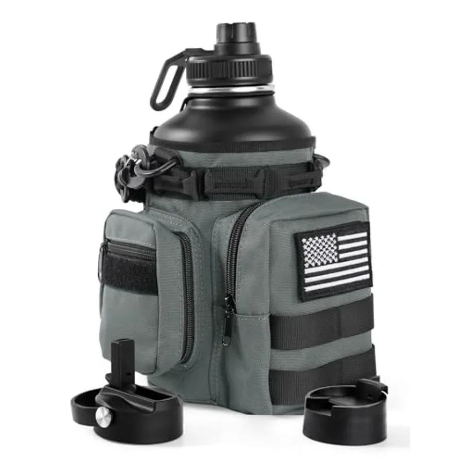 Tactical Half Gallon Water Bottle with Straw Insulated Water Jug with Molle Water Bottle Holder Stainless Steel Sport Bottle wi
Tactical Half Gallon Water Bottle with Straw Insulated Water Jug with Molle Water Bottle Holder Stainless Steel Sport Bottle wi