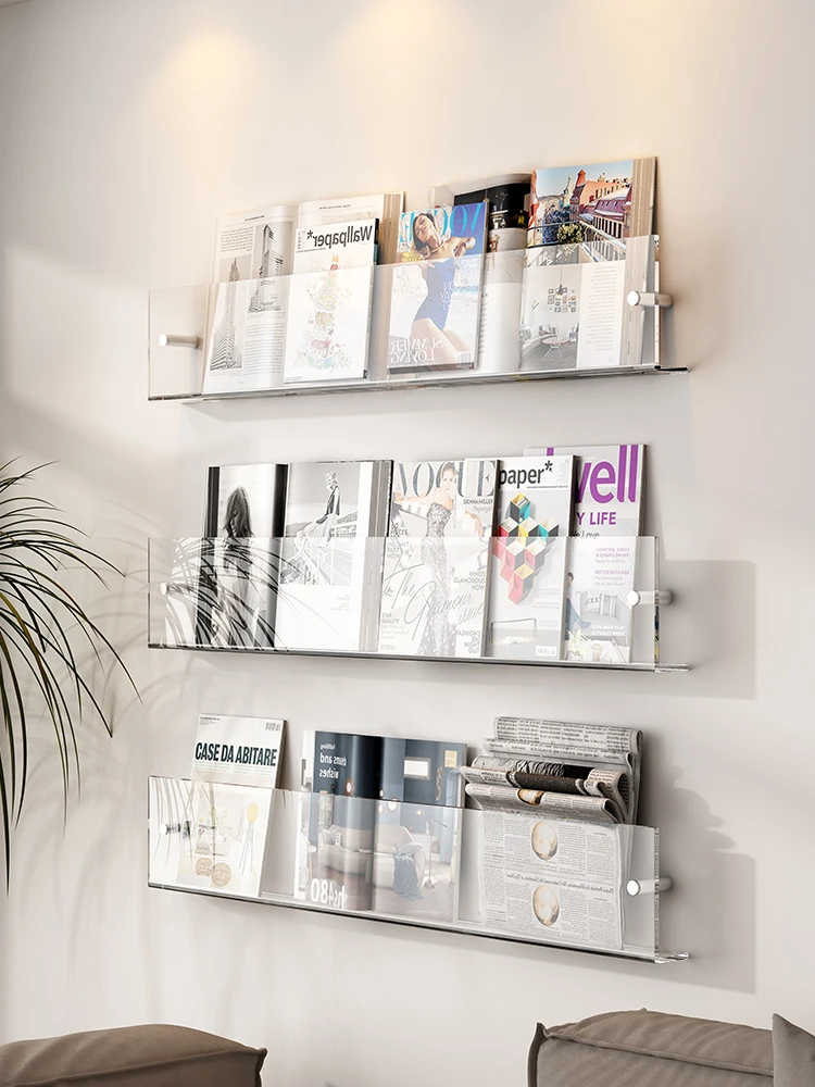 Acrylic wall-mounted bookshelf, picture book magazine rack, wall shelf, wall decoration, newspaper storage and display, book she
Acrylic wall-mounted bookshelf, picture book magazine rack, wall shelf, wall decoration, newspaper storage and display, book she