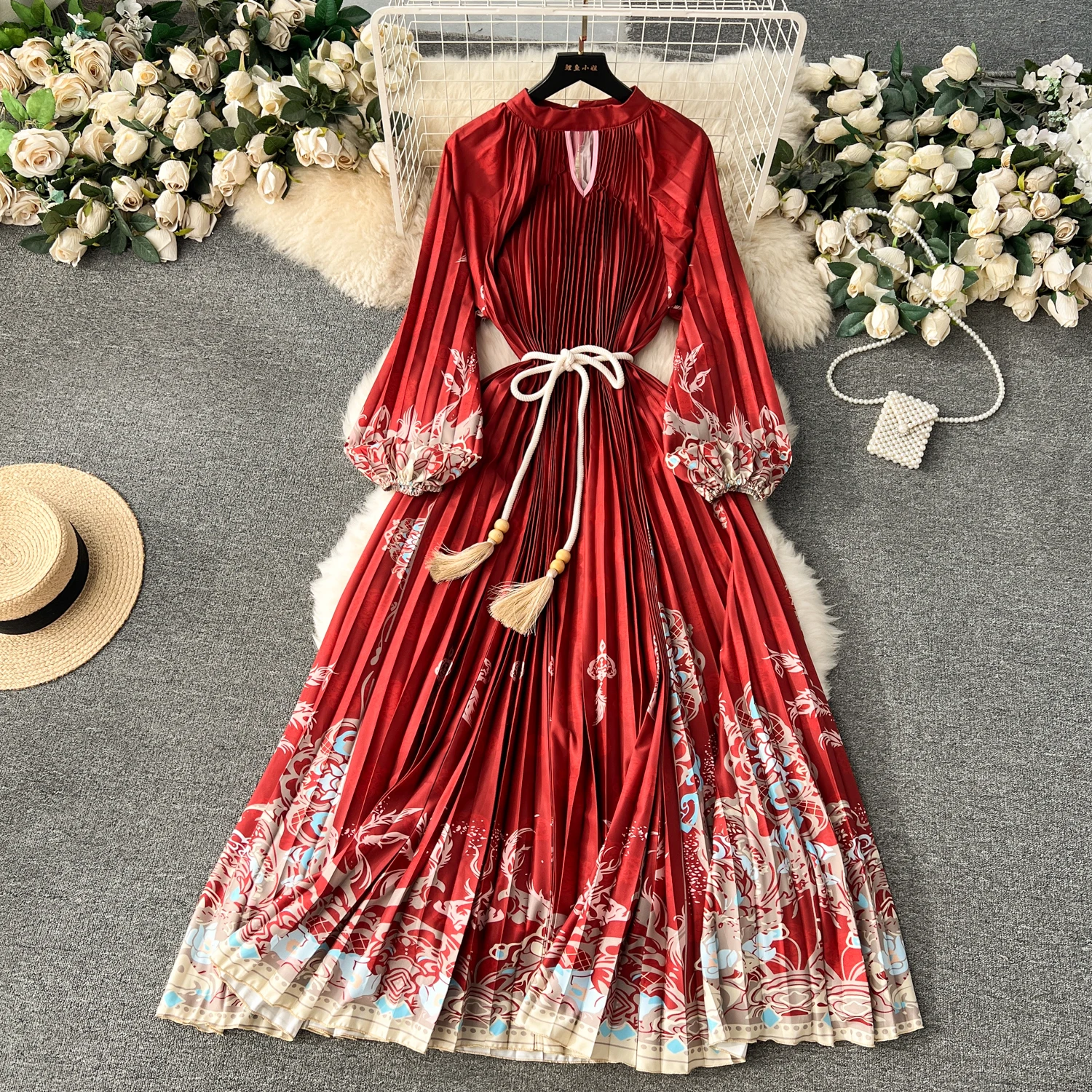 French Vintage print Pleated puff lool sleeve Dress Casual Women Fashion summer sweet o neck dresses
French Vintage print Pleated puff lool sleeve Dress Casual Women Fashion summer sweet o neck dresses