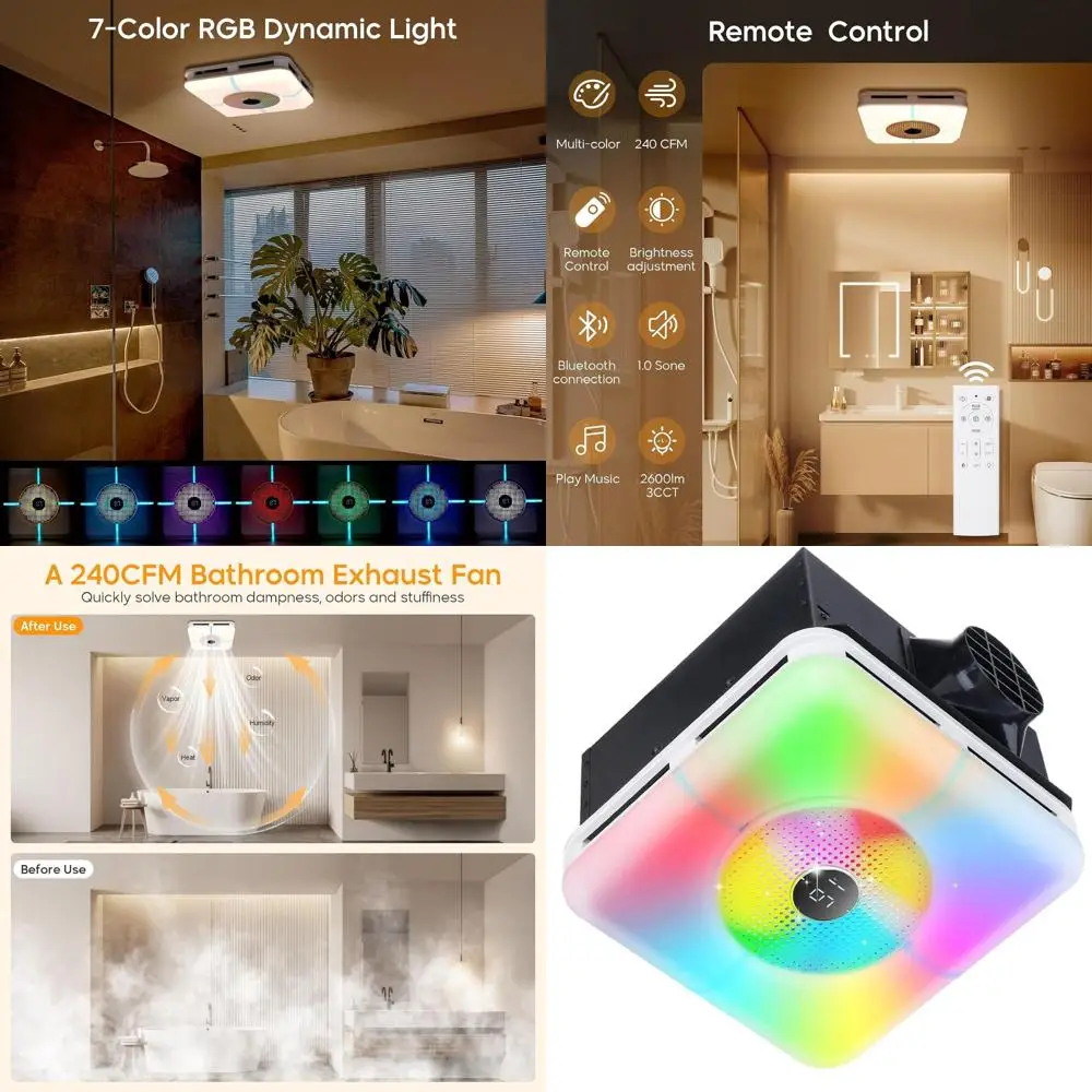 13 Inch LED Light with 240 CM Ventilation, 7 RGB Lights, 3 Color Temperatures, Nightlight, Remote Control
13 Inch LED Light with 240 CM Ventilation, 7 RGB Lights, 3 Color Temperatures, Nightlight, Remote Control