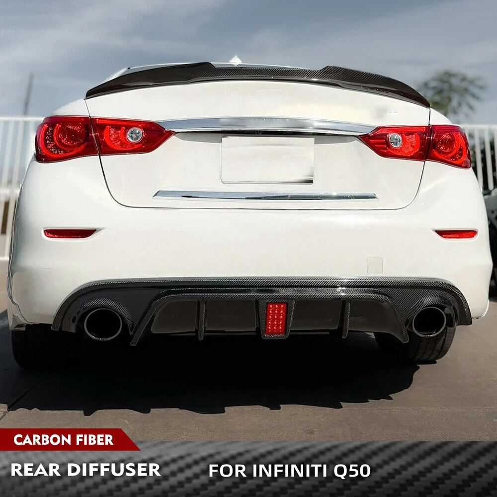 For Infiniti Q50 Q50S 2014-2017 Carbon Fiber Rear Diffuser Rear Bumper Lower Lip Spoiler Valance Protector With Red Light
For Infiniti Q50 Q50S 2014-2017 Carbon Fiber Rear Diffuser Rear Bumper Lower Lip Spoiler Valance Protector With Red Light