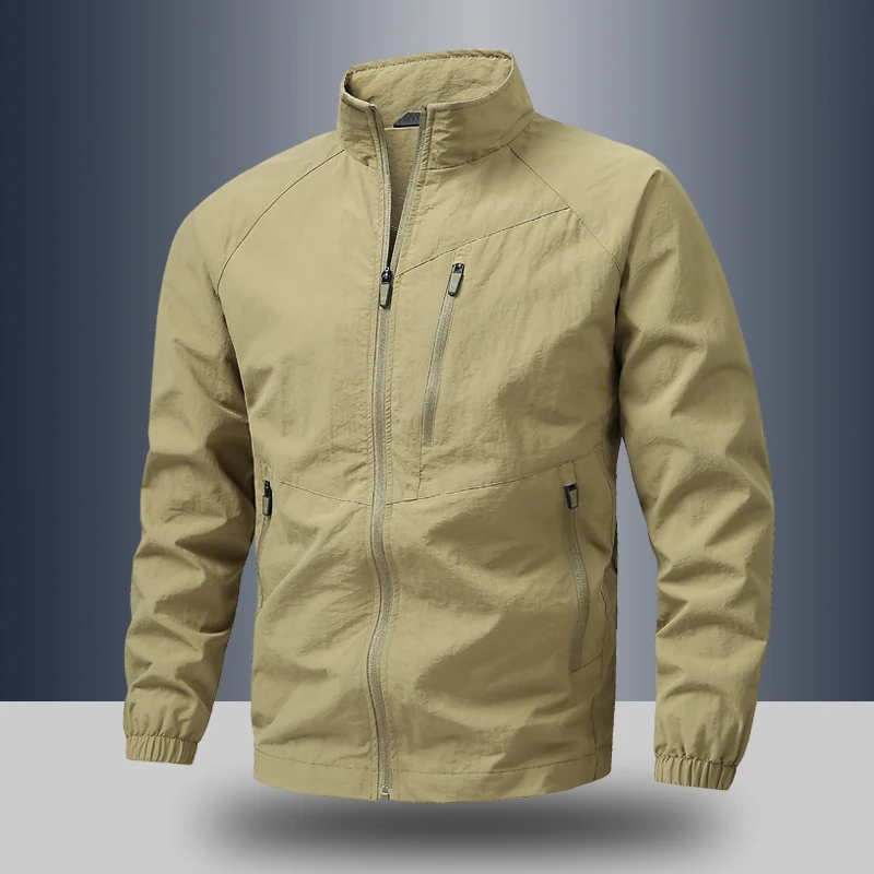 Spring Autumn Outdoor Sports Stand Collar Jaet Men's Windproof Waterproof Thin Loose Casual Faion Outerwear
Spring Autumn Outdoor Sports Stand Collar Jaet Men's Windproof Waterproof Thin Loose Casual Faion Outerwear