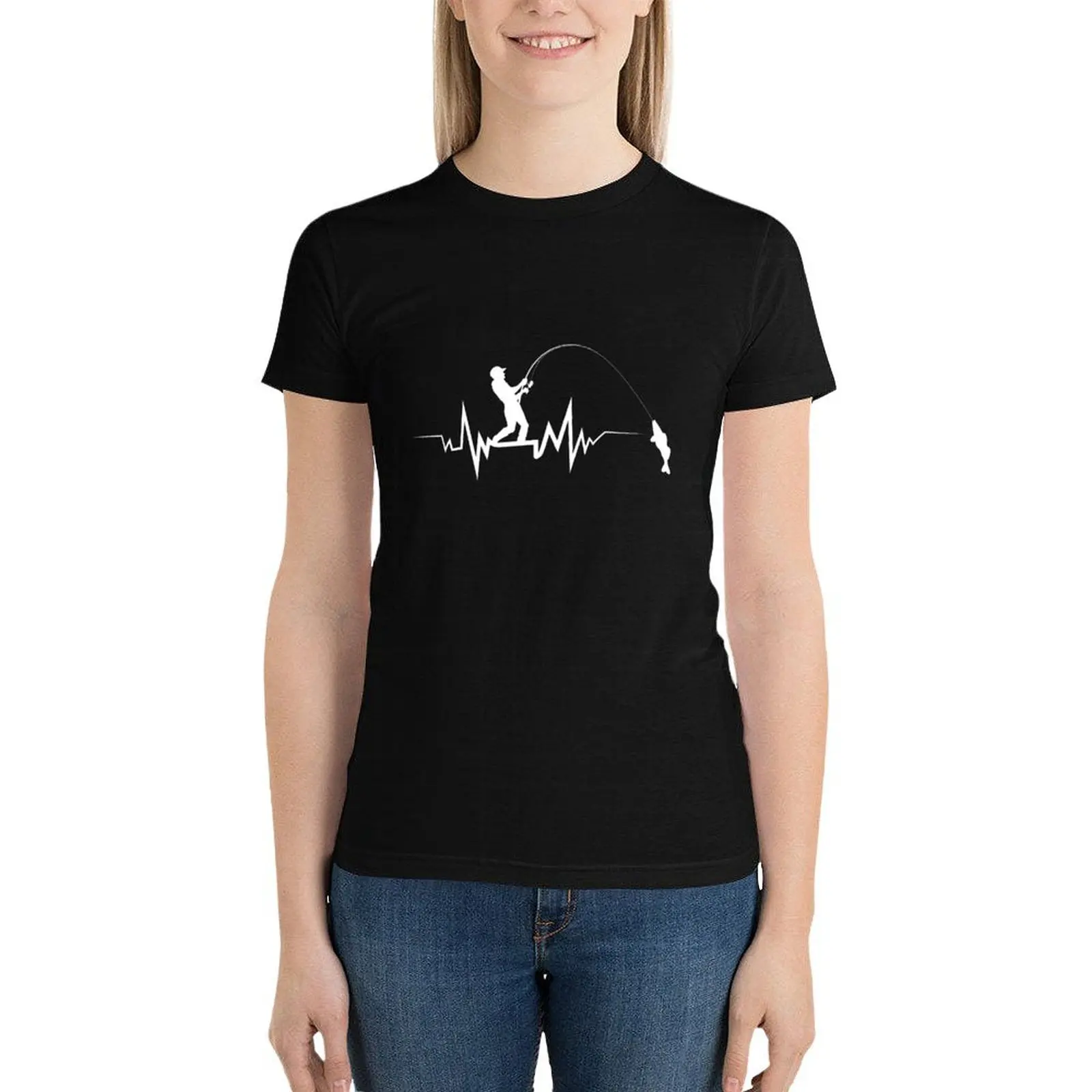 Fishing Heartbeat Cool Beat T-Shirt female Short sleeve tee cute tops t shirt Women
Fishing Heartbeat Cool Beat T-Shirt female Short sleeve tee cute tops t shirt Women
