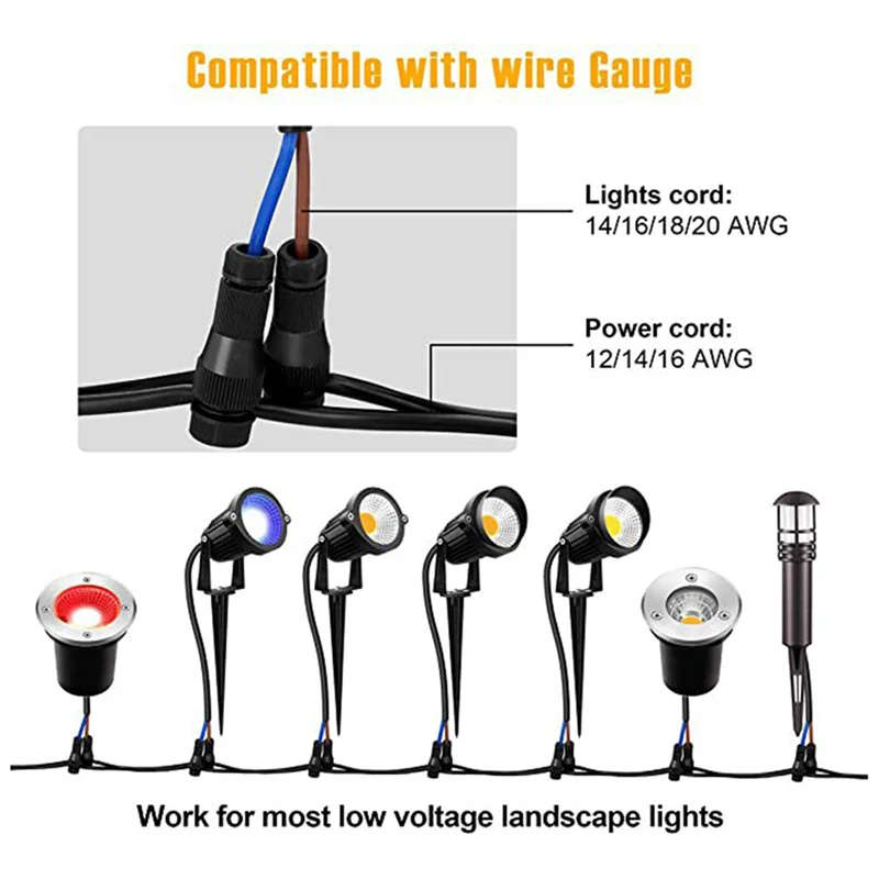 VELIF-40 Pcs Low Voltage Wire Tap Connectors Waterproof 12-20 Gauge For Path Lights, Spotlights, Flood Lights, Ground Lights
VELIF-40 Pcs Low Voltage Wire Tap Connectors Waterproof 12-20 Gauge For Path Lights, Spotlights, Flood Lights, Ground Lights