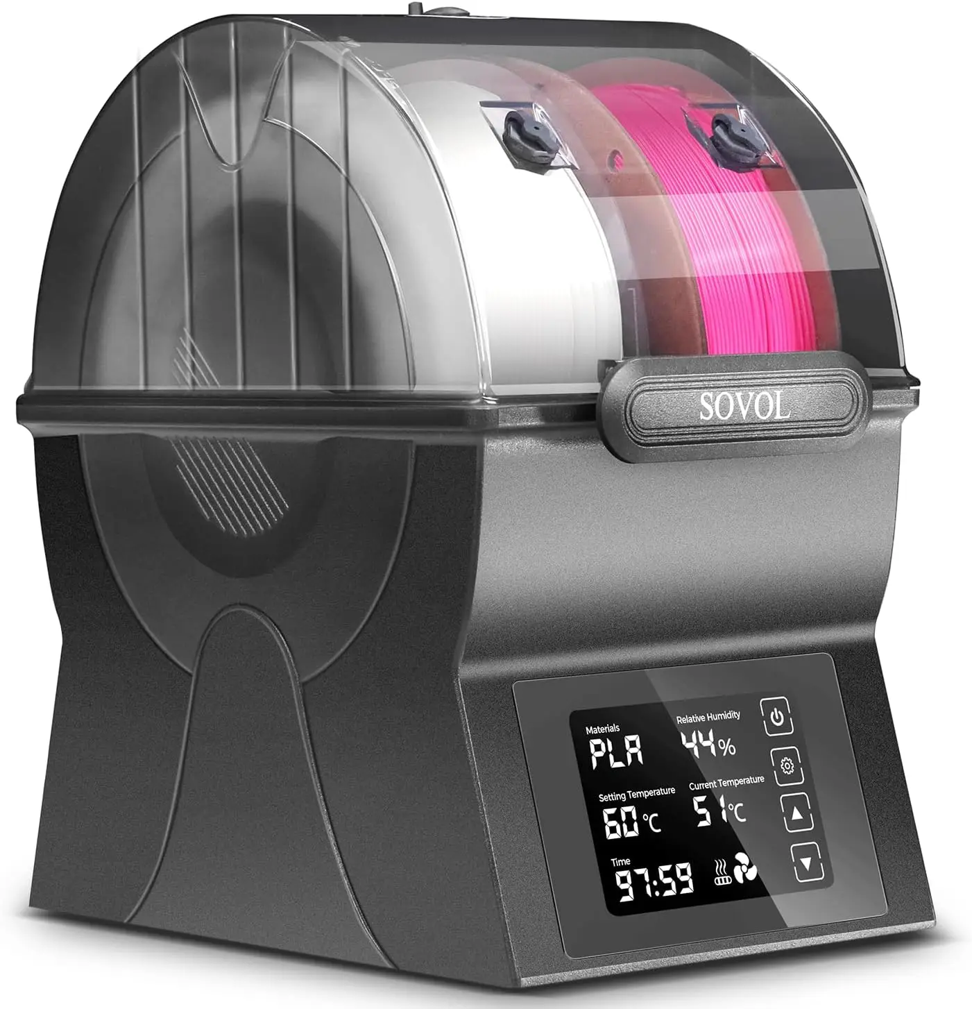 Dual Spool Filament Dryer Box, 150W PTC Fast Heater, One Key Set for PLA/PETG/TPU/ABS, 40-70°C Adjustable, Sealed Storage for 3D Printer
Dual Spool Filament Dryer Box, 150W PTC Fast Heater, One Key Set for PLA/PETG/TPU/ABS, 40-70°C Adjustable, Sealed Storage for 3D Printer