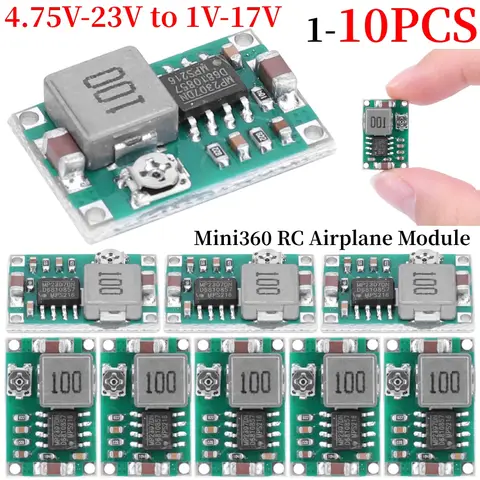 1-10 Uds Mini360 RC módulo de avión Mini 360 DC convertidor Buck 2A módulo reductor 4,75 V-23V a 1V-17V 17x11x4mm LM2596