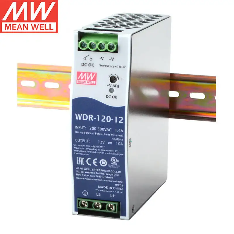 MEANWELL WDR-120-12 12V 10A 120W Single Output Industrial DIN RAIL Power Supply Single and two phase wide input range Brand New
MEANWELL WDR-120-12 12V 10A 120W Single Output Industrial DIN RAIL Power Supply Single and two phase wide input range Brand New