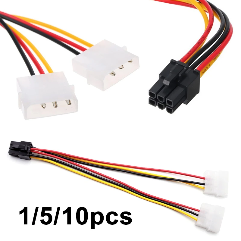 1/5/10pcs IDE Dual 4pin Molex Male to 6 Pin Female PCI-E Y Molex Power Cable Adapter Connector for video cards Wholesale
1/5/10pcs IDE Dual 4pin Molex Male to 6 Pin Female PCI-E Y Molex Power Cable Adapter Connector for video cards Wholesale