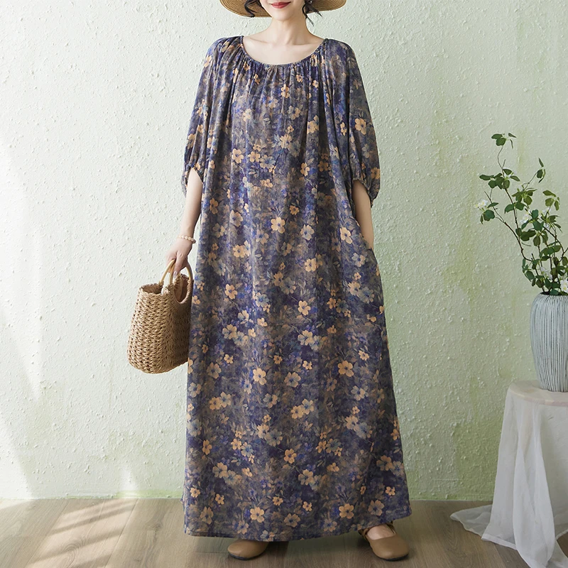 Casual Large Size Floral Print Loose Long Dress Lantern Sleeve Cover up Slimming Holiday Style Robe A-Line Cotton Summer Dres...
Casual Large Size Floral Print Loose Long Dress Lantern Sleeve Cover up Slimming Holiday Style Robe A-Line Cotton Summer Dres...