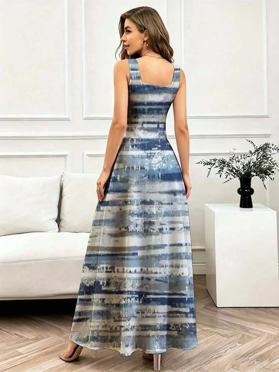 Square Neck Striped Print Maxi Dress Women Elegant Sleeveless Long Dress Casual Everyday Wear
Square Neck Striped Print Maxi Dress Women Elegant Sleeveless Long Dress Casual Everyday Wear