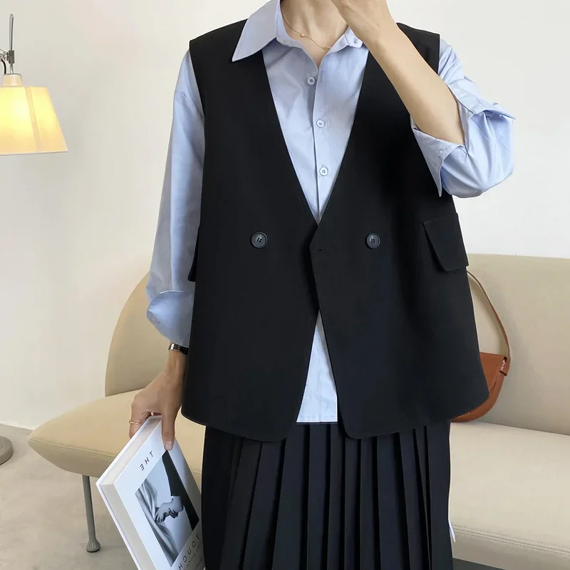 2021 Spring Autumn Winter Women Suit Vest Sleeveless Solid V-neck Suit Jacket Sweet Elegant Casual All Match Female Coat khaki
2021 Spring Autumn Winter Women Suit Vest Sleeveless Solid V-neck Suit Jacket Sweet Elegant Casual All Match Female Coat khaki