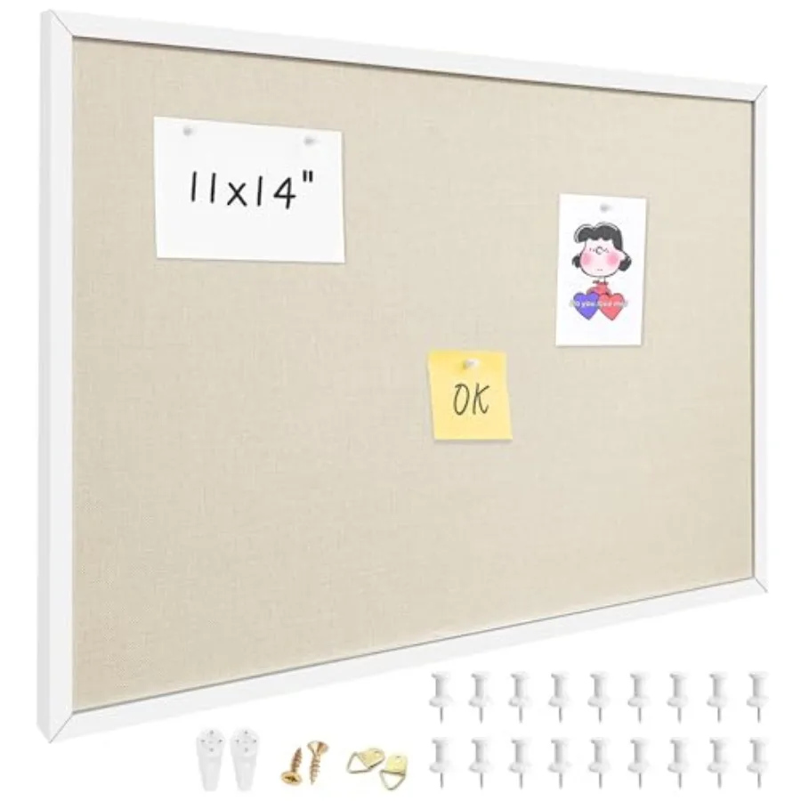 11x14.5 Inch Cork Board for Wall Hanging with Linen, Bulletin Board with Push Pins, Mounted Memo Message Board for Home Office
11x14.5 Inch Cork Board for Wall Hanging with Linen, Bulletin Board with Push Pins, Mounted Memo Message Board for Home Office