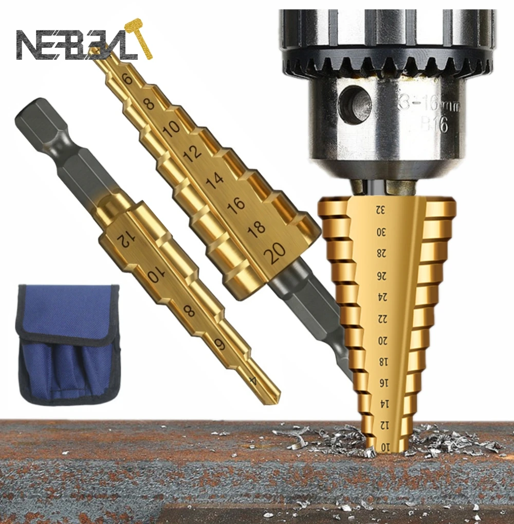 4-12/20/32mm Step Drill Bit-Titanium Coated High Speed Steel, Reusable Hole Drilling for Power Tools
4-12/20/32mm Step Drill Bit-Titanium Coated High Speed Steel, Reusable Hole Drilling for Power Tools