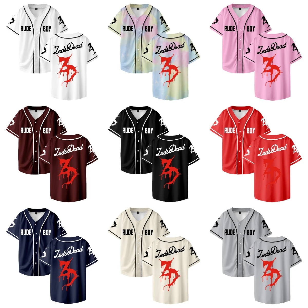 Zeds Dead Rude Boy Baseball Jersey V-Neck Short Sleeve Button-Down Shirts Men Women Streetwear Tops
Zeds Dead Rude Boy Baseball Jersey V-Neck Short Sleeve Button-Down Shirts Men Women Streetwear Tops