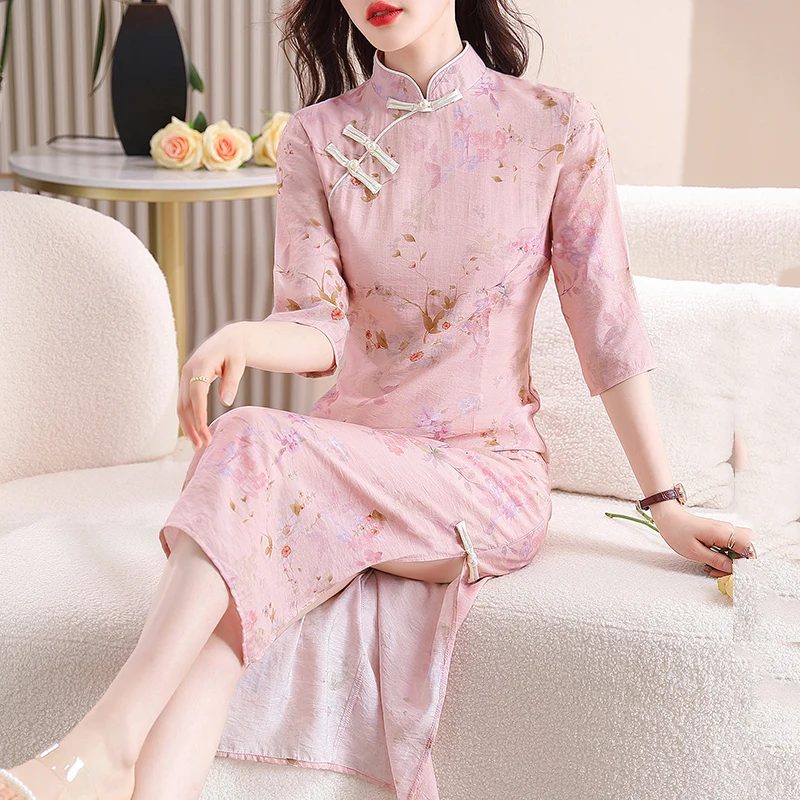 Лето 2021, новое розовое платье Ципао в китайском стиле, Cheongsam, женское модное винтажное вечернее платье для девочек
Лето 2021, новое розовое платье Ципао в китайском стиле, Cheongsam, женское модное винтажное вечернее платье для девочек
