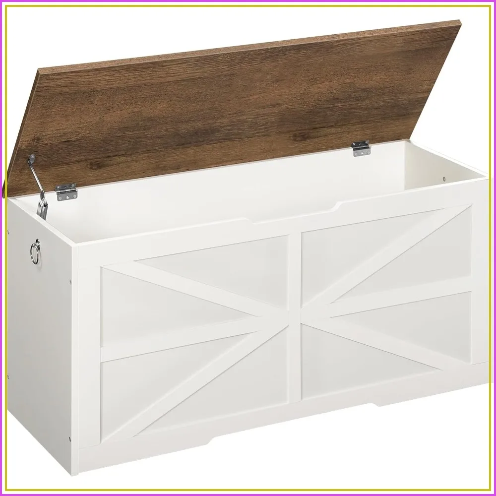 39.4" Storage Chest with Safety Hinge, Toy Box, Farmhouse Style for Bedroom, Living Room, Walnut and White
39.4" Storage Chest with Safety Hinge, Toy Box, Farmhouse Style for Bedroom, Living Room, Walnut and White