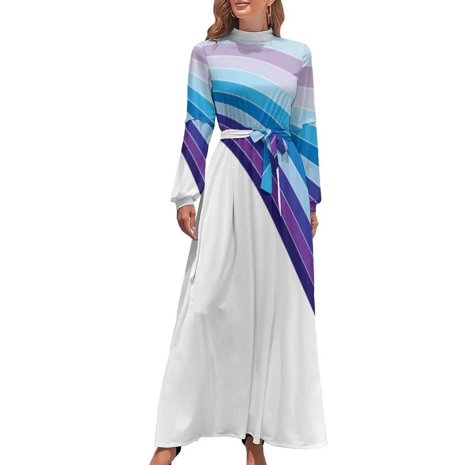 65 MCMLXV White Retro 70s Disco Blue Streaks of Light Pattern Long Dress evening dress ladies luxury dresses
65 MCMLXV White Retro 70s Disco Blue Streaks of Light Pattern Long Dress evening dress ladies luxury dresses